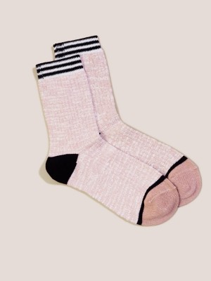 White Stuff Sport Rib Socks Pink Multi | 639740ZVD