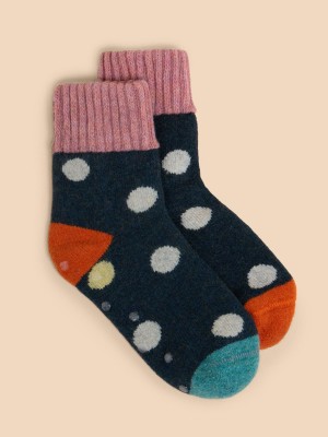 White Stuff Spot Loopback Socks Blue Multi | 218603SGA