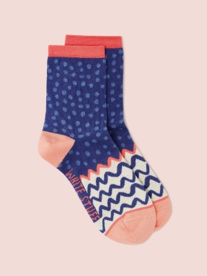 White Stuff Squiggle Spot Ankle Socks Navy Multi | 723148MUE