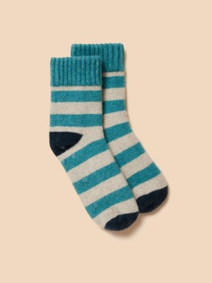 White Stuff Striped Loopback Cosy Sock Blue Multi | 069837JAU