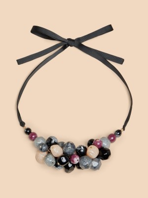 White Stuff Sweetpea Multi Bead Necklace Black Multi | 496875XAY