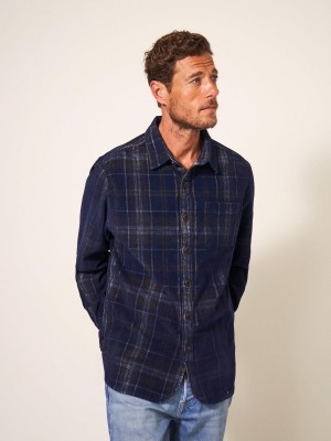 White Stuff Whitwick Cord Check Shirt Dark Navy | 364590PZQ