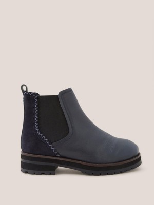 White Stuff Wide Fit Leather Chelsea Boot Dark Navy | 371426NRX