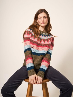 White Stuff Yoke Pattern Jumper Pink Multi | 061752IQG