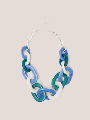 White Stuff Zalie Resin Chain Necklace Blue Multi | 371264OXZ