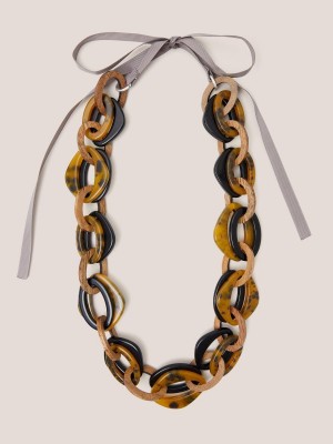 White Stuff Zinnia Long Chain Necklace Brown Multi | 938761ARG