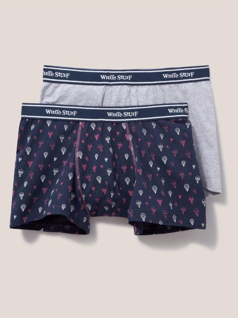 White Stuff 2 Pack Boxers Plain And Print Navy Multi | 912456LYN