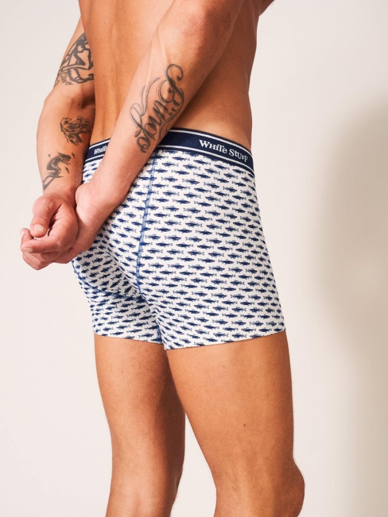 White Stuff 2 Pack Boxers Print And Plain White Multi | 014256ESZ