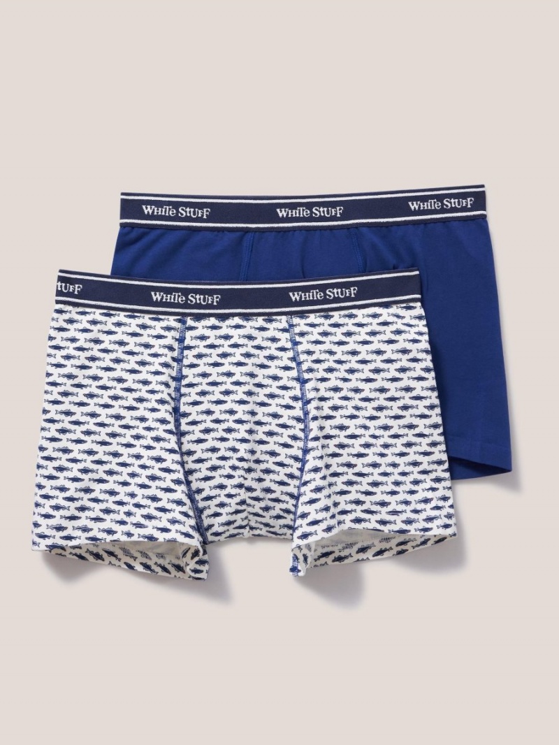 White Stuff 2 Pack Boxers Print And Plain White Multi | 014256ESZ