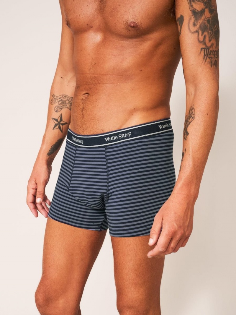 White Stuff 2pack Boxers Plain And Stripe Navy Multi | 463285JVY