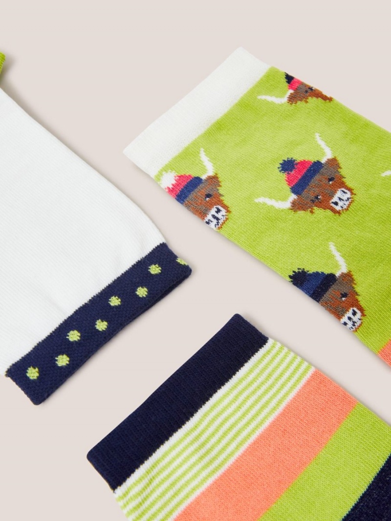 White Stuff 3 Pack Cow Ankle Socks Navy Multi | 478539FPL