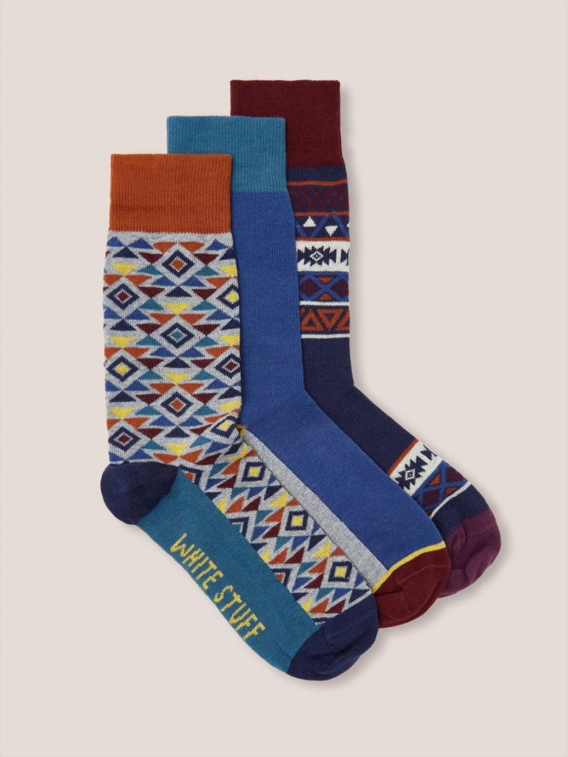 White Stuff 3 Pack Fairisle Ankle Socks Navy Multi | 893521JRU