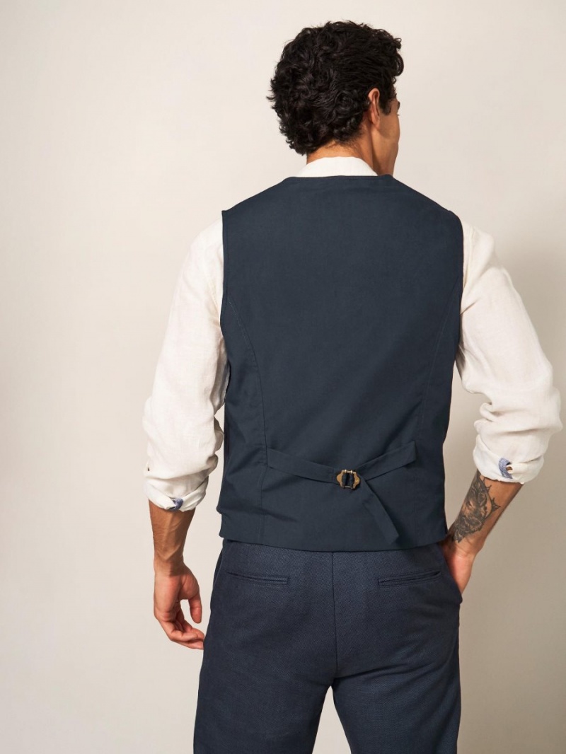 White Stuff Abbot Linen Regular Fit Waistcoat French Navy | 308612RQW