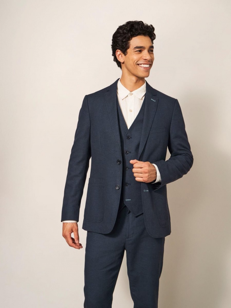 White Stuff Abbott Linen Blazer French Navy | 187390FJQ