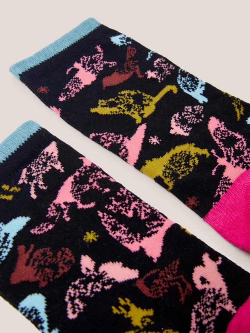 White Stuff Abstract Animal Ankle Sock Black Multi | 452607HNL