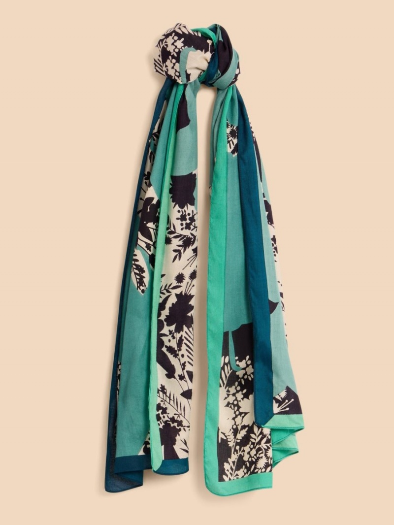 White Stuff Abstract Print Eco Vero Scarf Teal Multi | 296548RDI