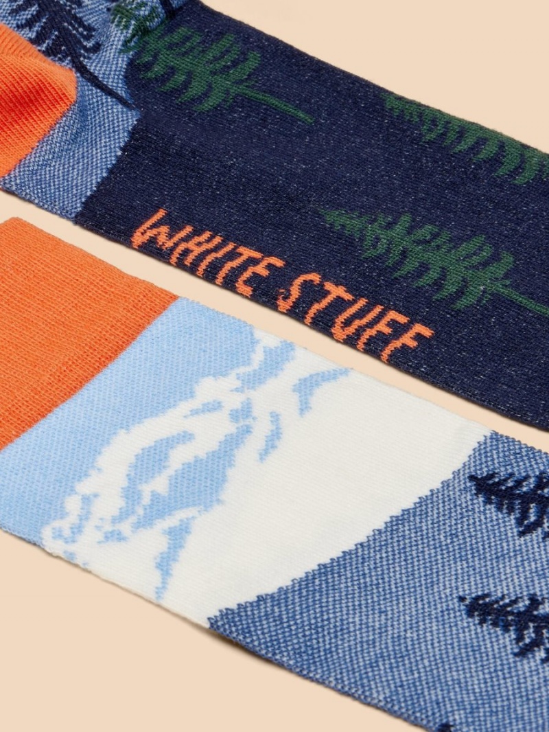 White Stuff Alpine Scenic Ankle Socks Blue Multi | 173659MRT