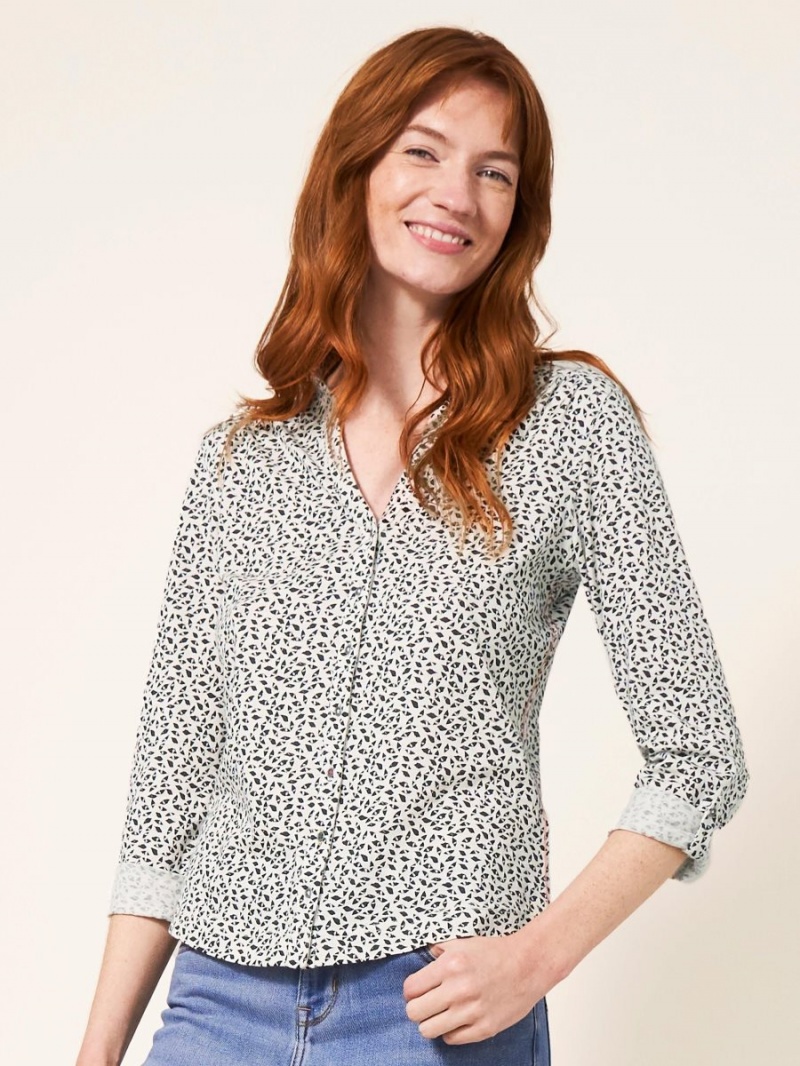 White Stuff Annie Cotton Jersey Shirt Ivory Multi | 249561BMS