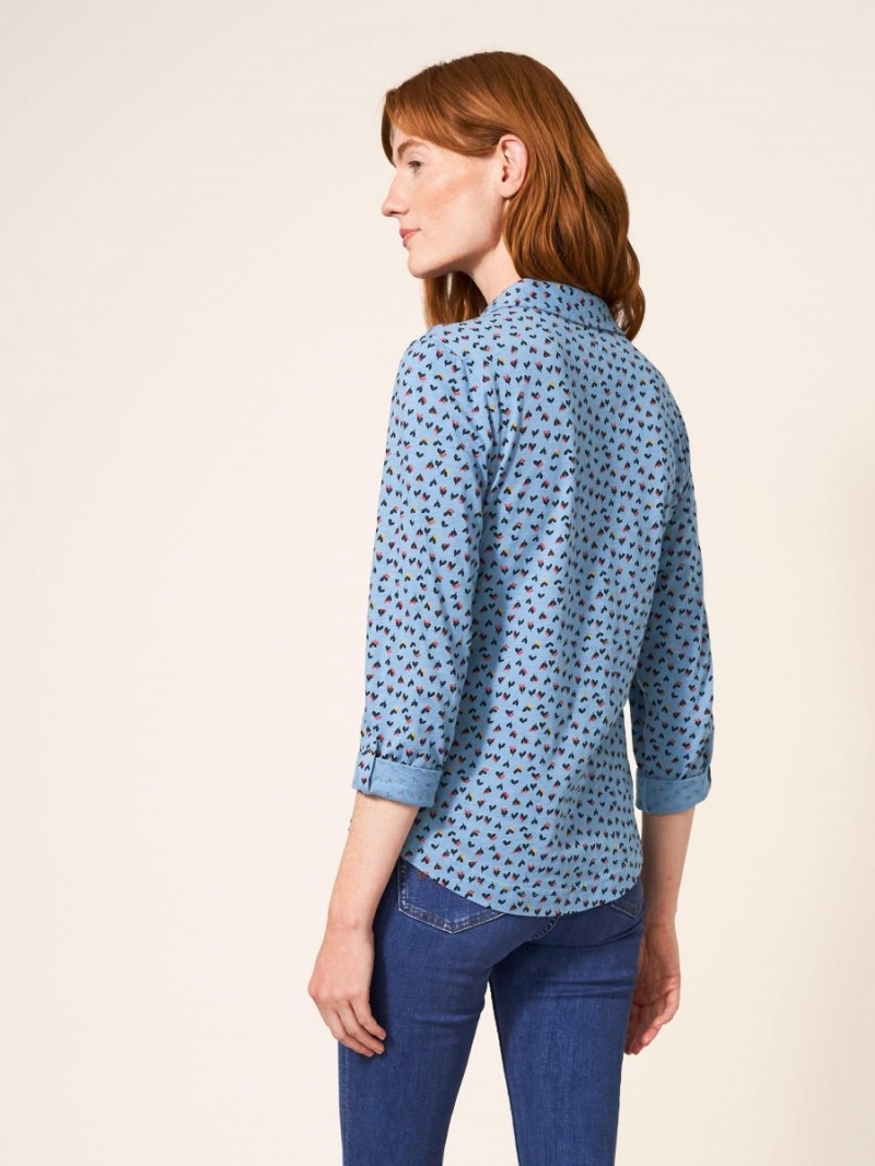 White Stuff Annie Cotton Jersey Shirt Teal Multi | 369751FKS