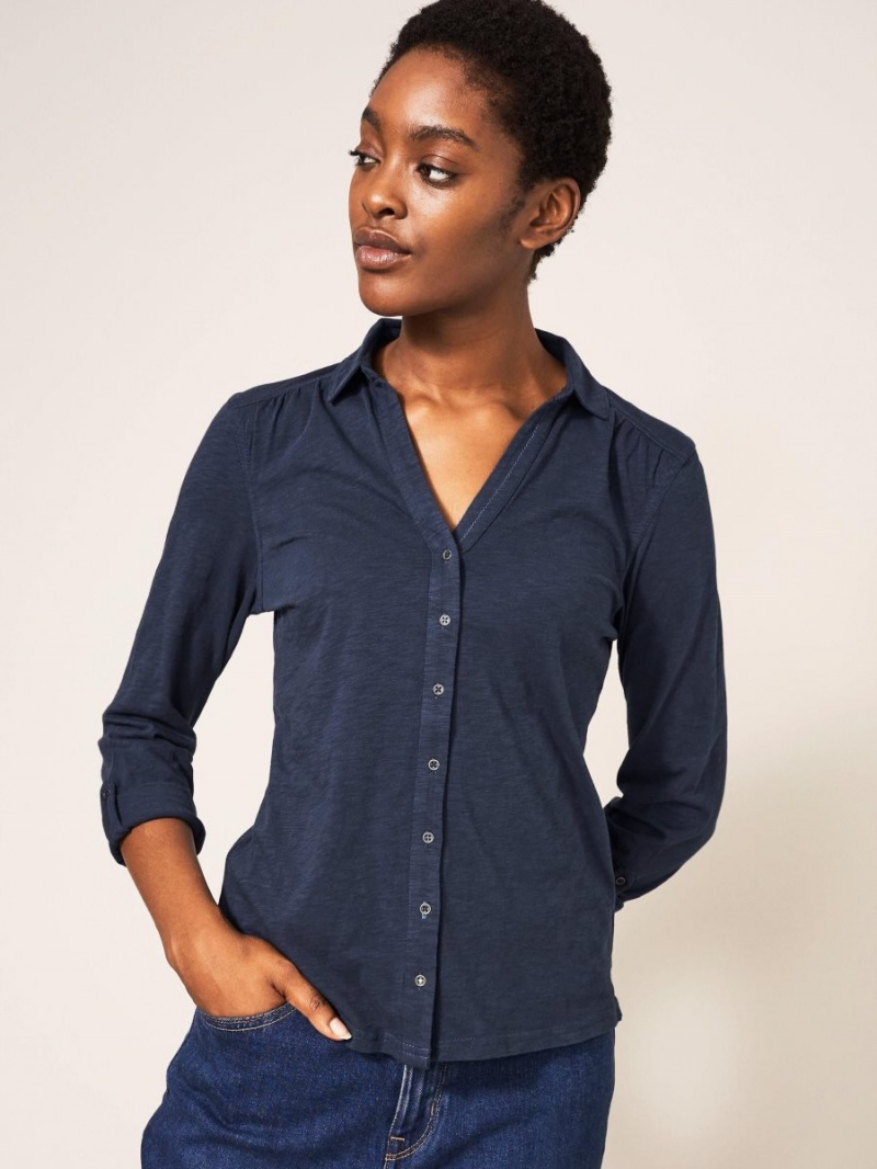 White Stuff Annie Jersey Shirt French Navy | 602853RGK