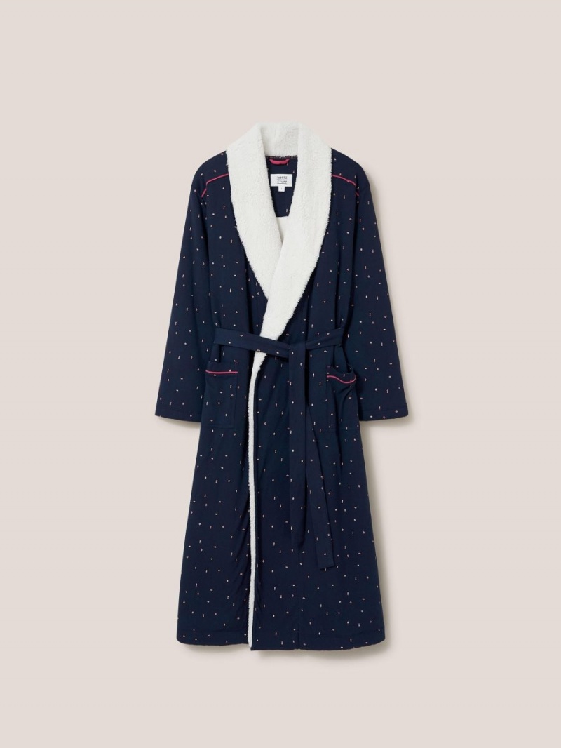 White Stuff Ava Lined Dressing Gown Navy Multi | 287463KAB