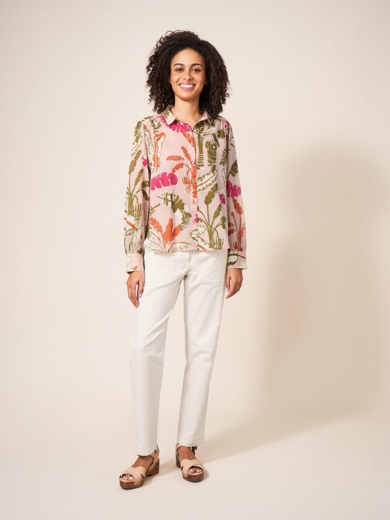 White Stuff Ayla Cotton Shirt Pink Multi | 583429VMK