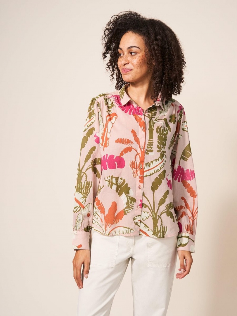 White Stuff Ayla Cotton Shirt Pink Multi | 583429VMK