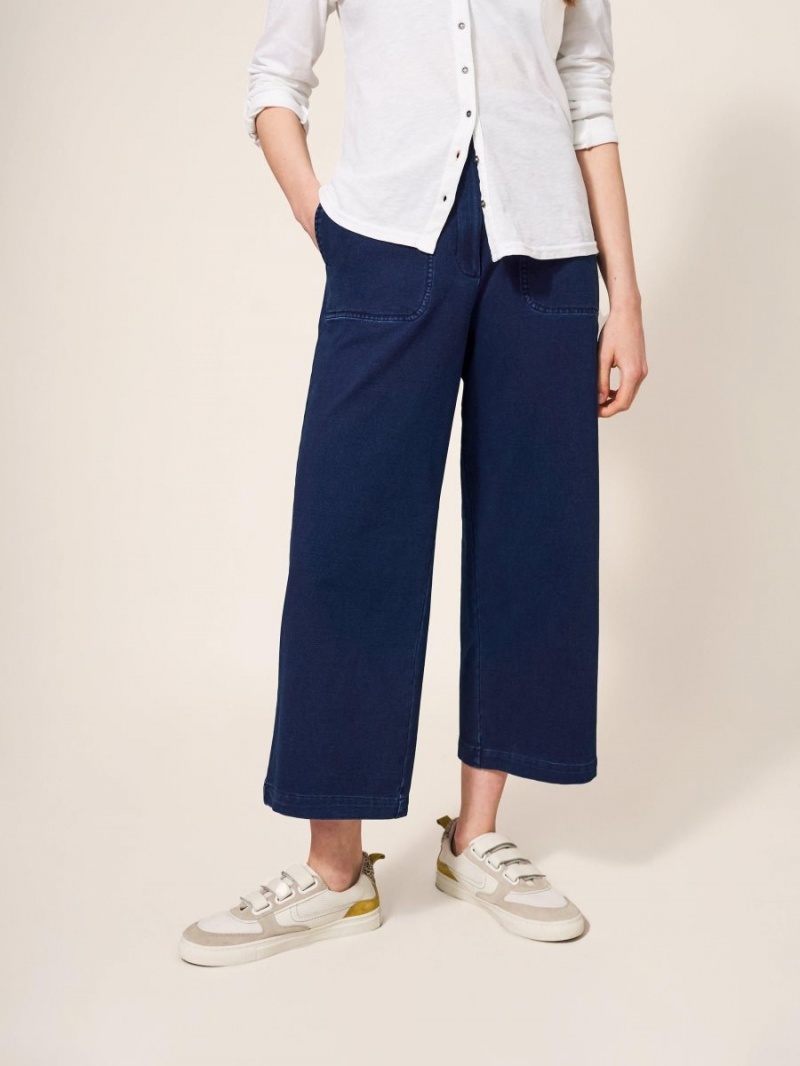 White Stuff Belle Jersey Wide Leg Crop Dk Denim | 758439GOS