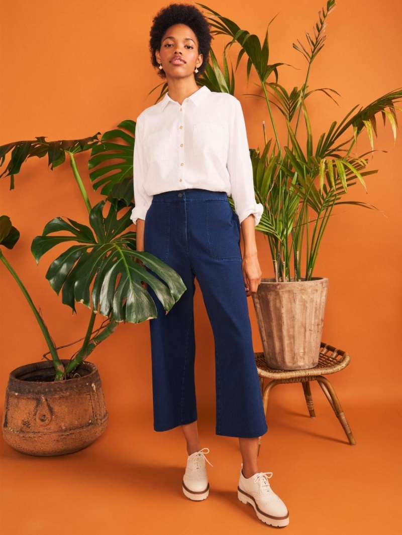 White Stuff Belle Jersey Wide Leg Crop Dk Denim | 758439GOS