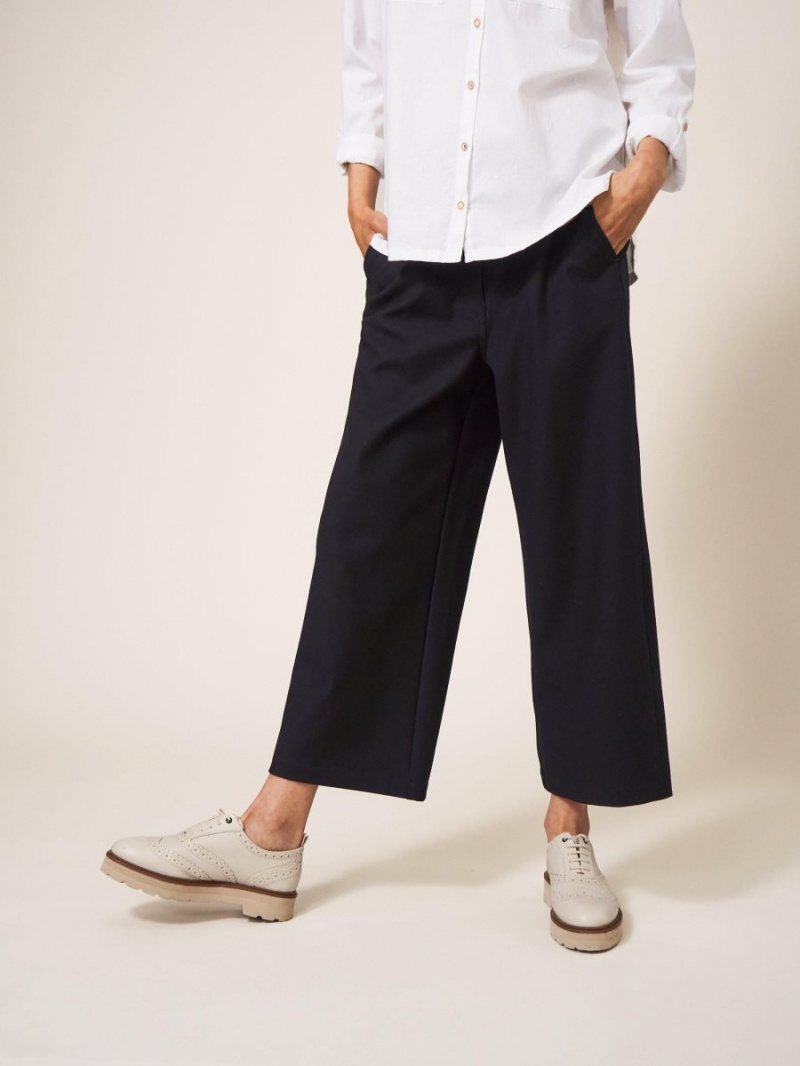 White Stuff Belle Wide Leg Cropped Trouser Pure Black | 916482WRU