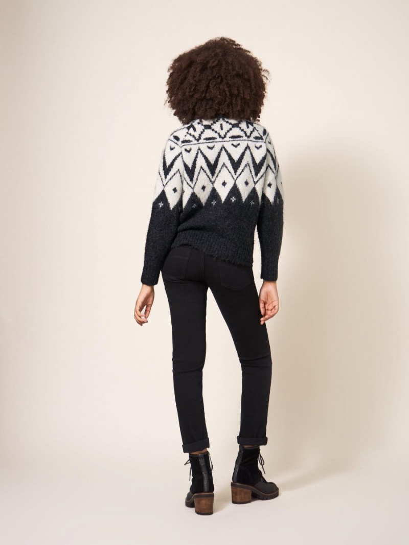 White Stuff Black Fairisle Jumper Black Multi | 817430JDI