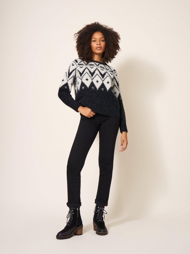 White Stuff Black Fairisle Jumper Black Multi | 817430JDI