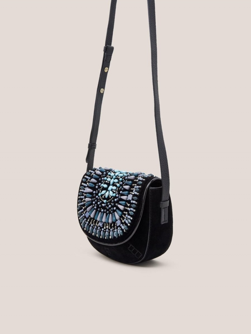 White Stuff Blair Suede Embellished Bag Navy Multi | 869374LYT