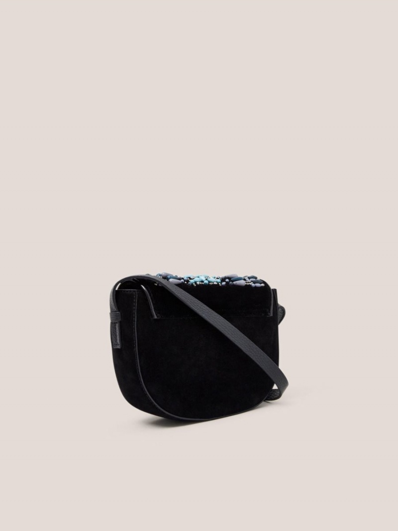 White Stuff Blair Suede Embellished Bag Navy Multi | 869374LYT