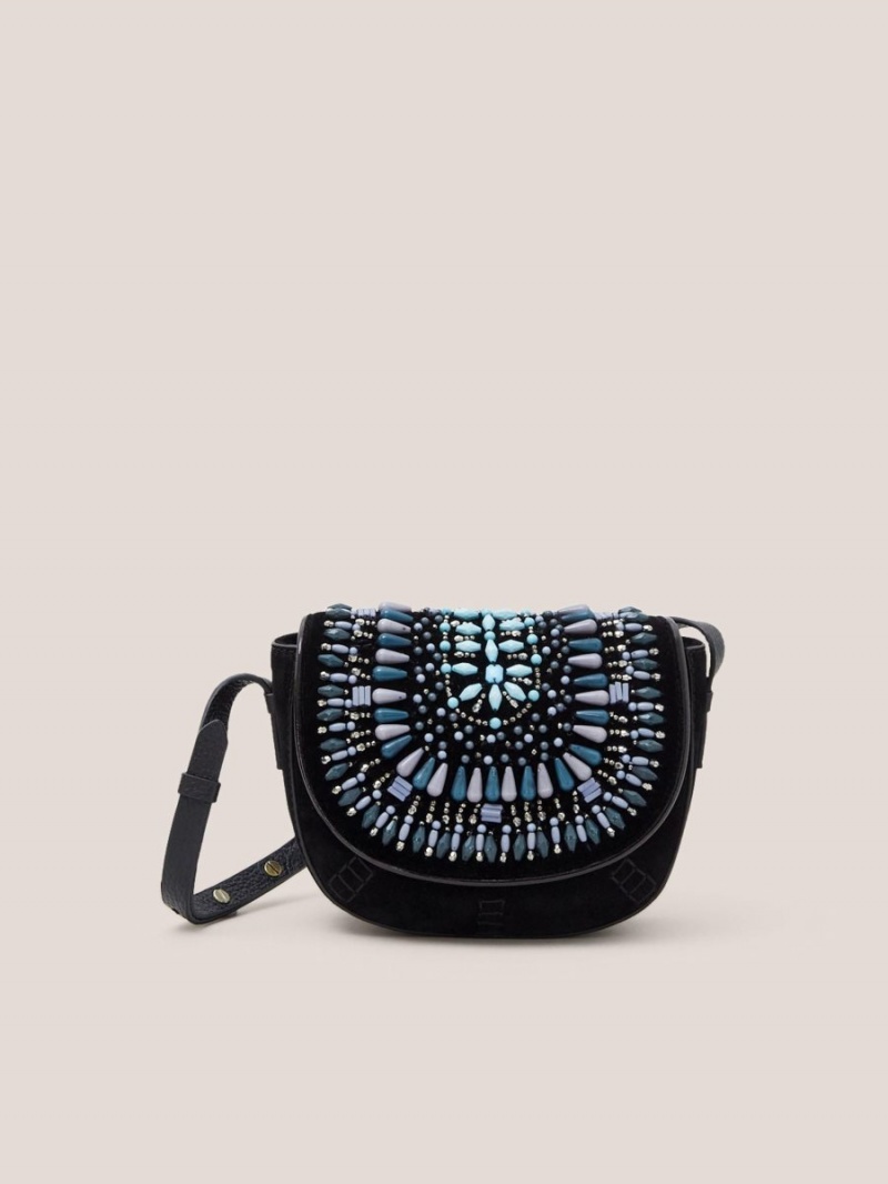 White Stuff Blair Suede Embellished Bag Navy Multi | 869374LYT