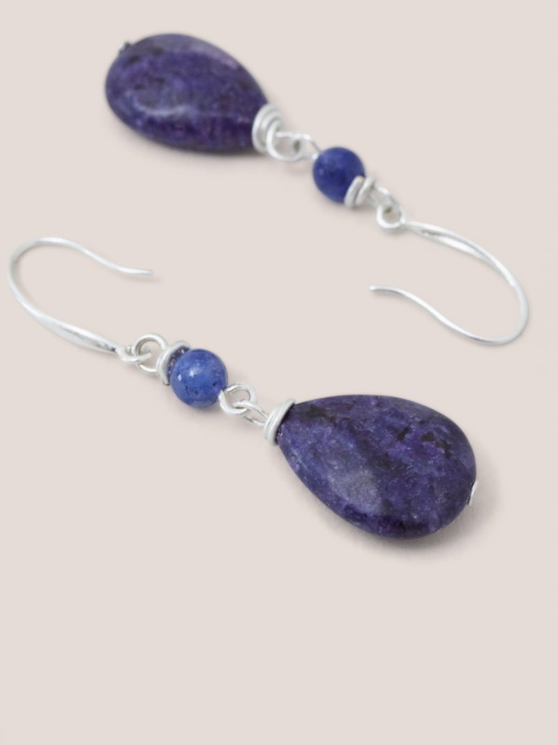 White Stuff Blue And Purple Stone Drop Earrings Blue Multi | 802174ZNR