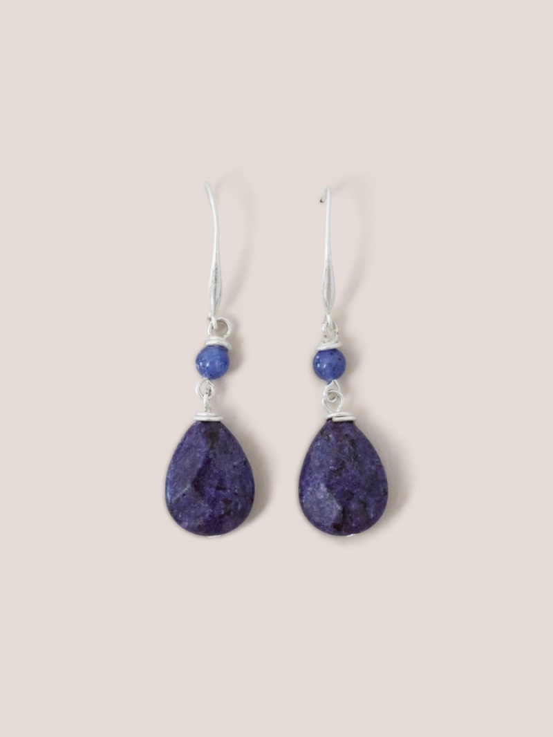 White Stuff Blue And Purple Stone Drop Earrings Blue Multi | 802174ZNR