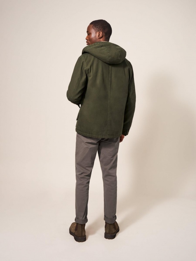 White Stuff Borg Lined Winter Jacket Khaki Green | 201546VXI