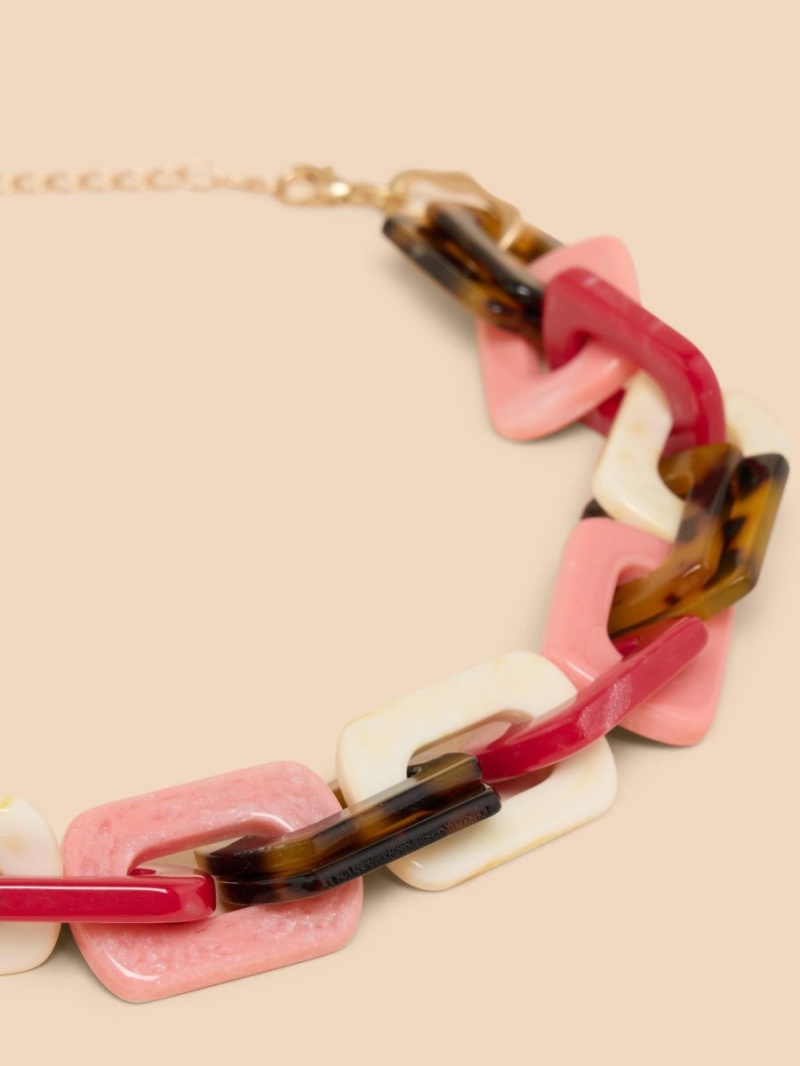 White Stuff Briar Resin Chain Necklace Pink Multi | 609214FPE