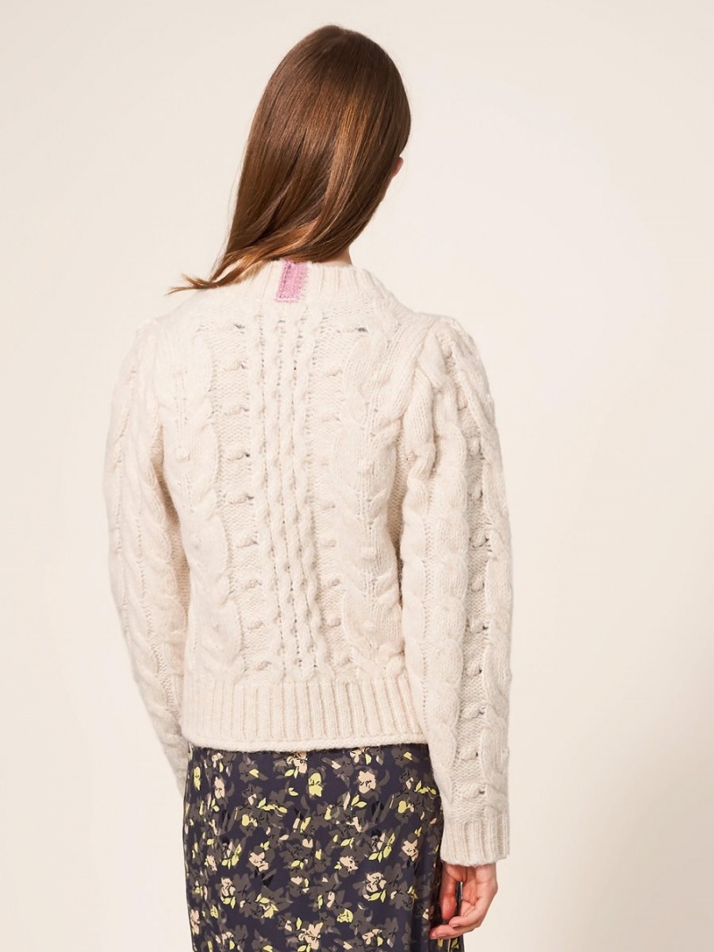 White Stuff Cable Cardi Dark Natural | 517628LZQ