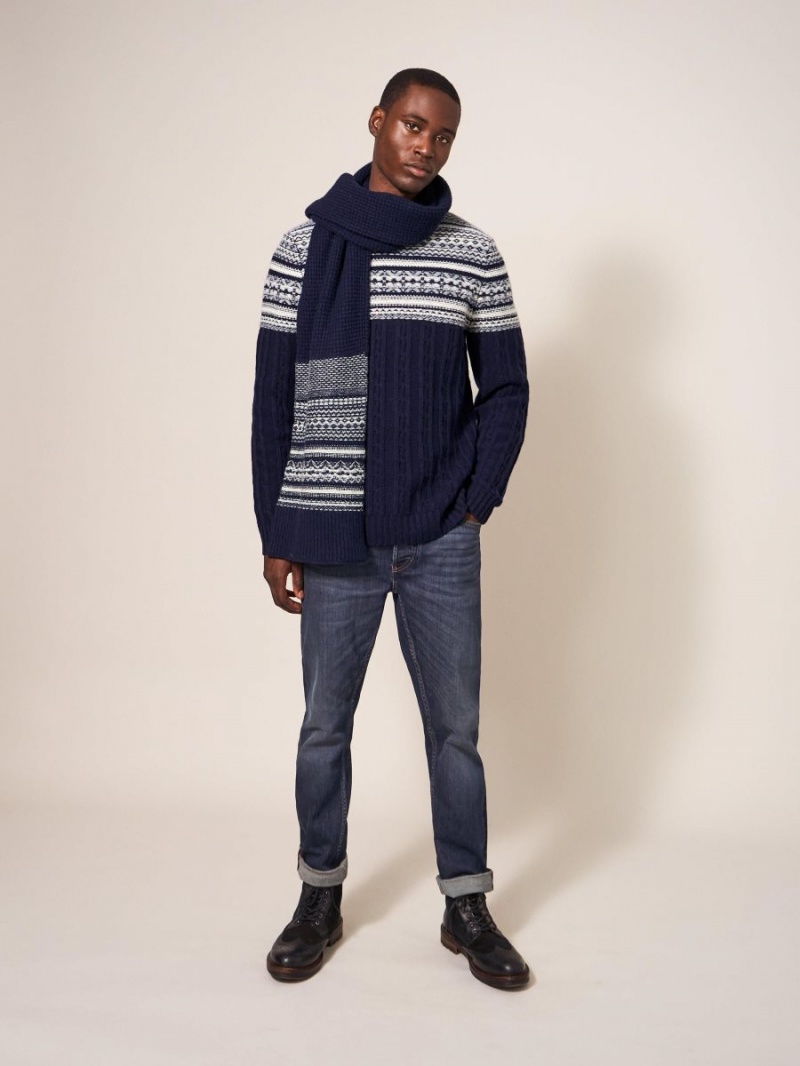 White Stuff Cable Fairisle Crew Dark Navy | 840175DWE