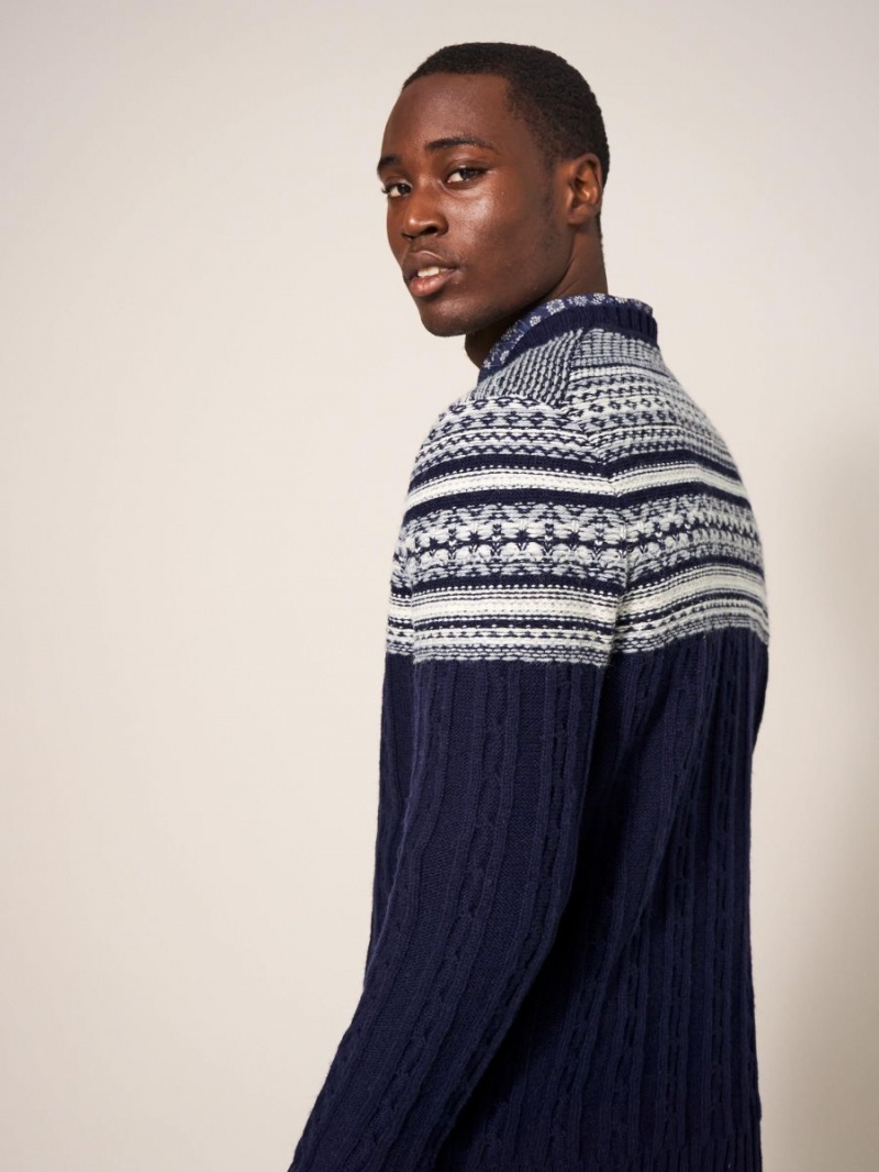 White Stuff Cable Fairisle Crew Dark Navy | 840175DWE