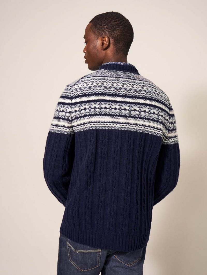 White Stuff Cable Fairisle Crew Dark Navy | 840175DWE