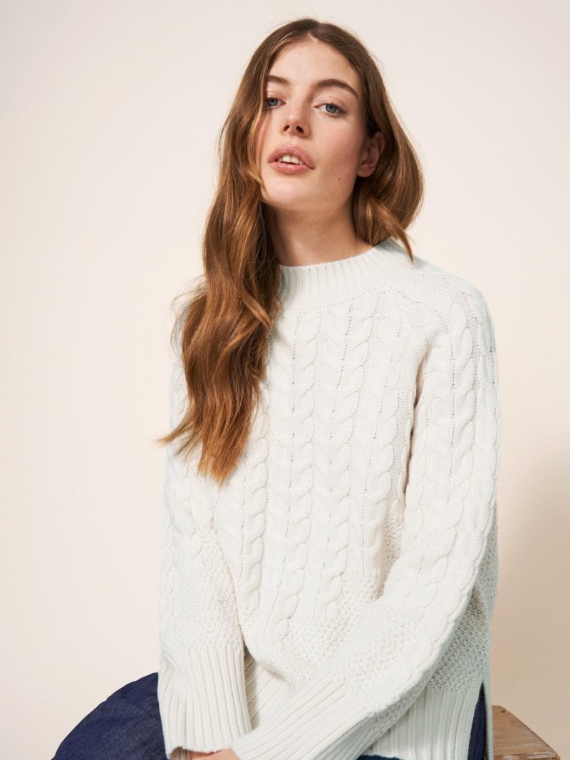 White Stuff Cable Yoke Jumper Pale Ivory | 412097SNL