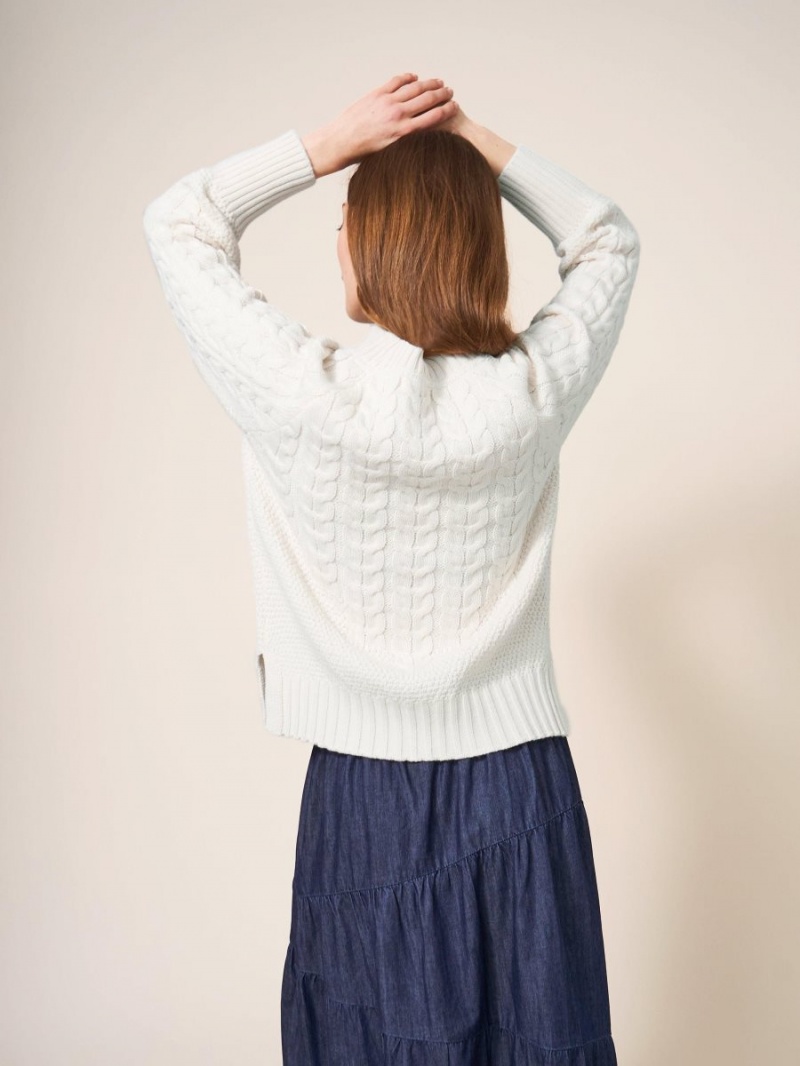 White Stuff Cable Yoke Jumper Pale Ivory | 412097SNL