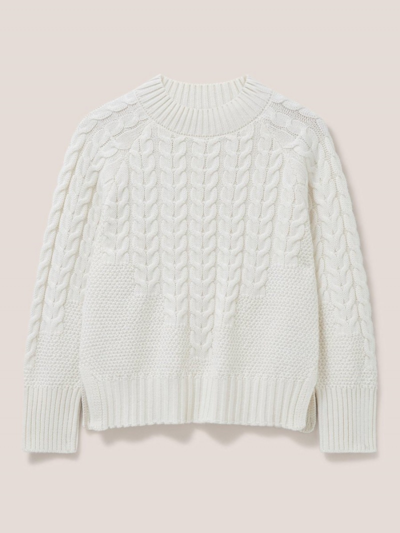 White Stuff Cable Yoke Jumper Pale Ivory | 412097SNL