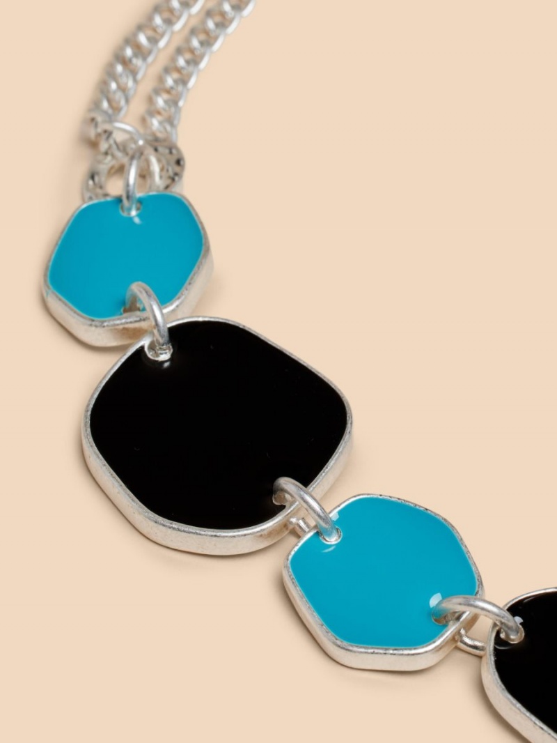 White Stuff Calia Enamel Necklace Blue Multi | 291734IJL