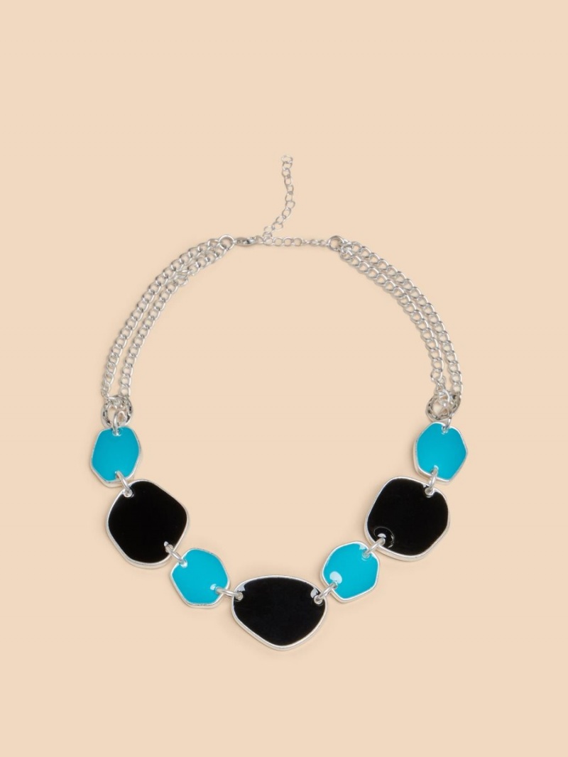 White Stuff Calia Enamel Necklace Blue Multi | 291734IJL