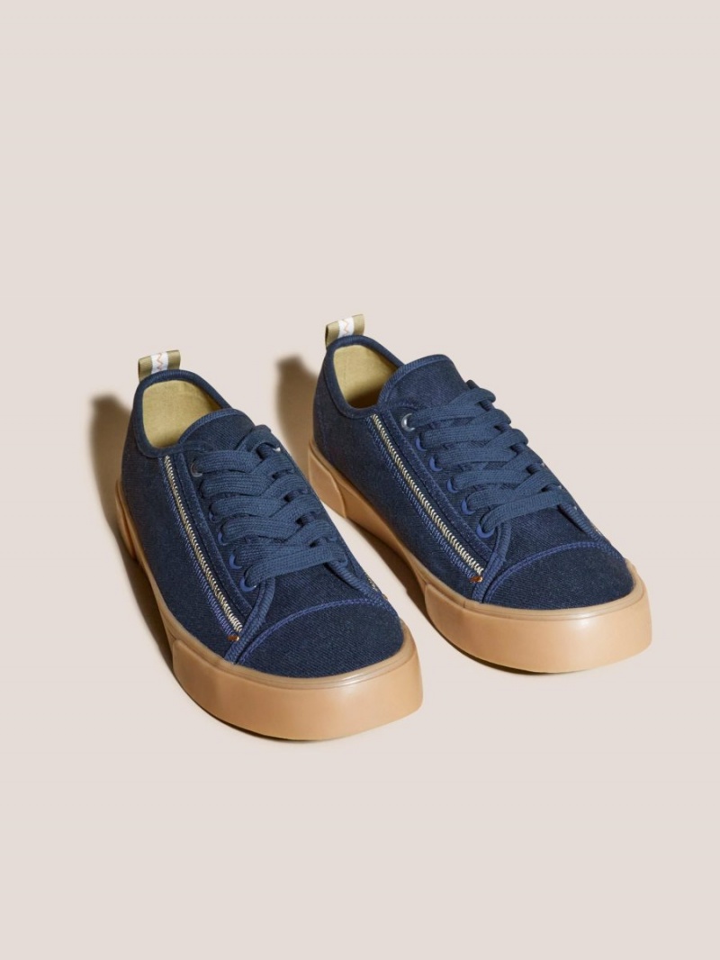 White Stuff Canvas Lace Up Plimsolls Navy Multi | 965184KRU