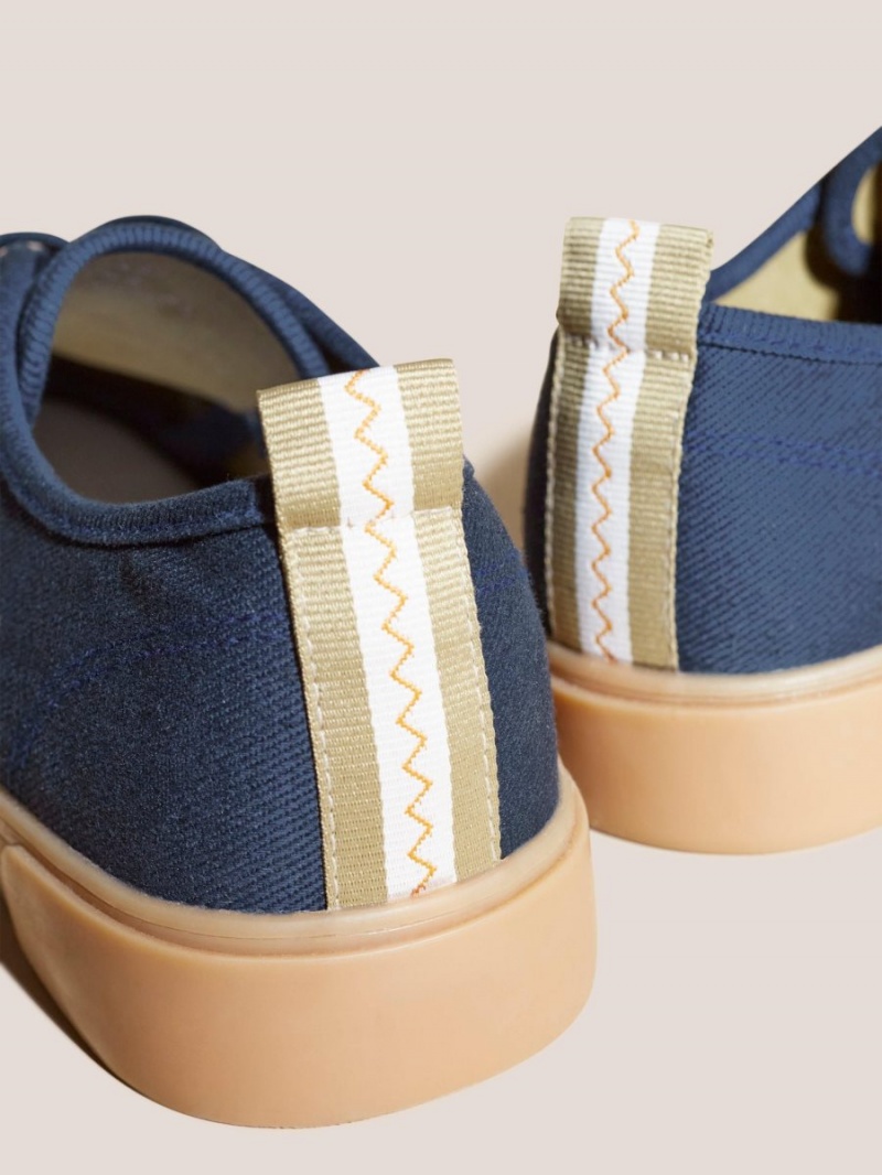 White Stuff Canvas Lace Up Plimsolls Navy Multi | 965184KRU